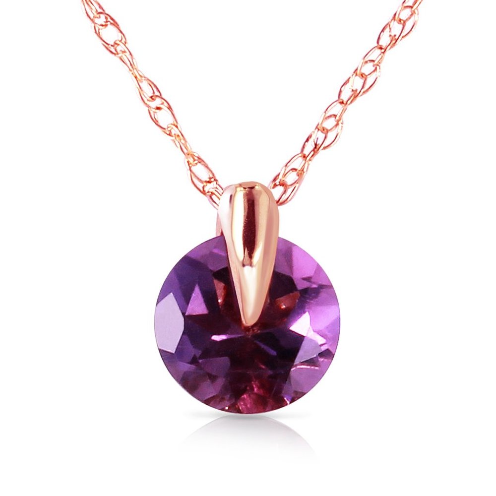 14K. SOLID GOLD NECKLACE WITH NATURAL AMETHYST - Picture 2 of 6